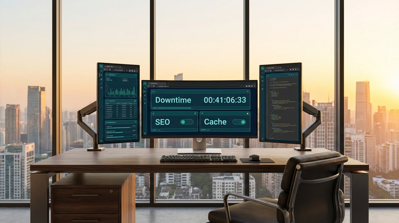 Visual emphasizing downtime impact on SEO.