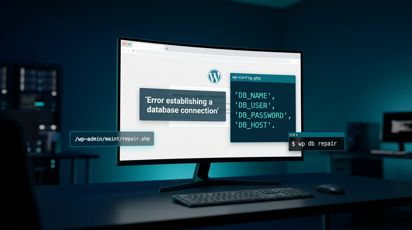 Database connection error screen.